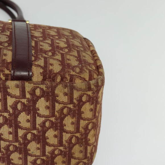 Christian Dior Trotter Canvas Hand Bag Red Gold Auth BA2709