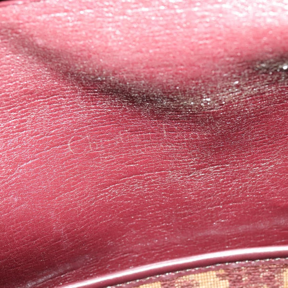 Christian Dior Trotter Canvas Hand Bag Red Gold Auth BA2709