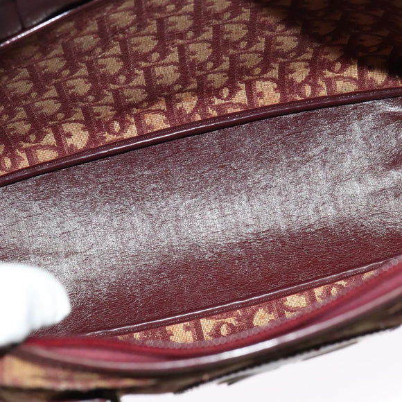 Christian Dior Trotter Canvas Hand Bag Red Gold Auth BA2709