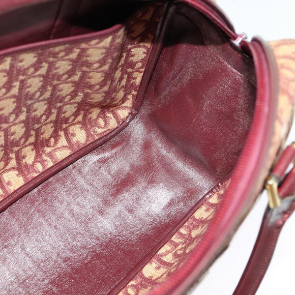 Christian Dior Trotter Canvas Hand Bag Red Gold Auth BA2709