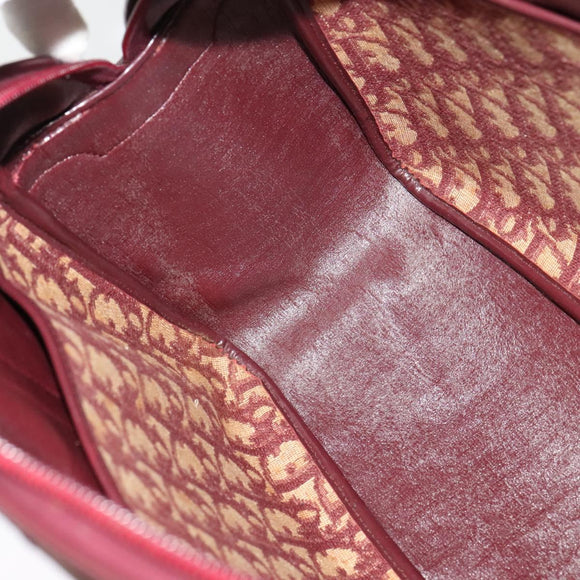 Christian Dior Trotter Canvas Hand Bag Red Gold Auth BA2709
