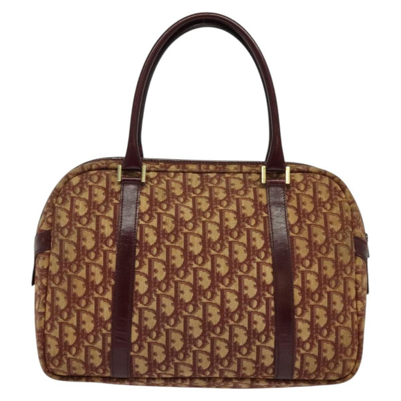Christian Dior Trotter Canvas Hand Bag Red Gold Auth BA2709