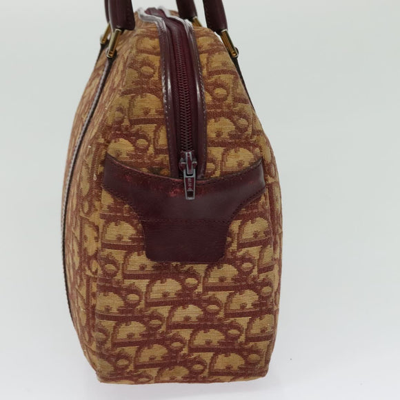 Christian Dior Trotter Canvas Hand Bag Red Gold Auth BA2709