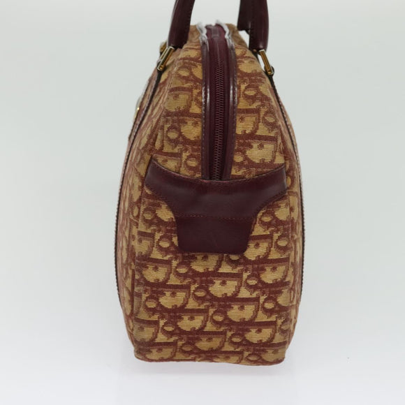 Christian Dior Trotter Canvas Hand Bag Red Gold Auth BA2709