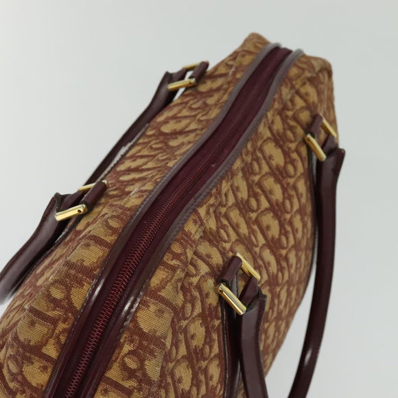 Christian Dior Trotter Canvas Hand Bag Red Gold Auth BA2709