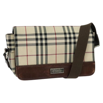 BURBERRY Nova Check Shoulder Bag Canvas Beige Silver Auth BA2710