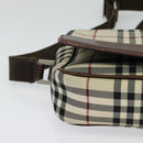 BURBERRY Nova Check Shoulder Bag Canvas Beige Silver Auth BA2710-10