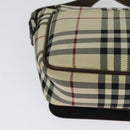 BURBERRY Nova Check Shoulder Bag Canvas Beige Silver Auth BA2710-12
