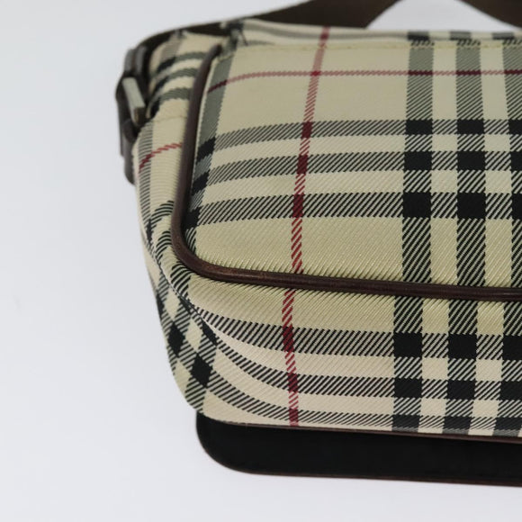 BURBERRY Nova Check Shoulder Bag Canvas Beige Silver Auth BA2710