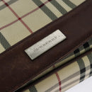 BURBERRY Nova Check Shoulder Bag Canvas Beige Silver Auth BA2710-14