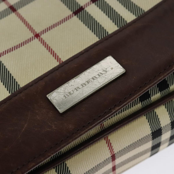 BURBERRY Nova Check Shoulder Bag Canvas Beige Silver Auth BA2710