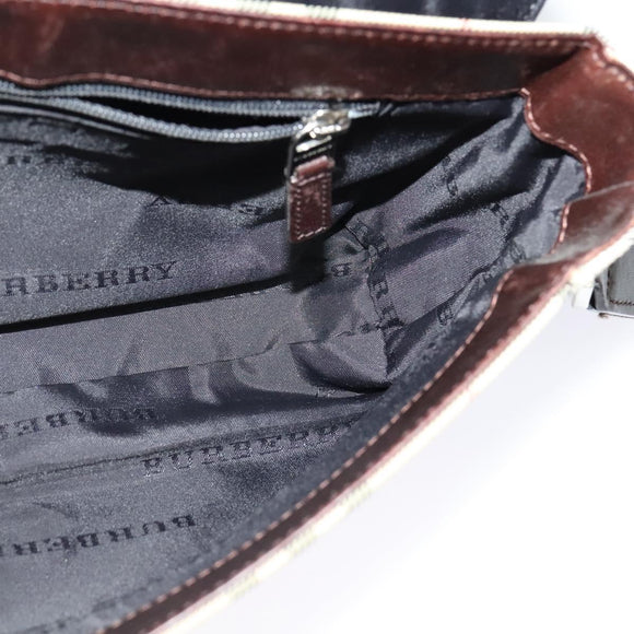 BURBERRY Nova Check Shoulder Bag Canvas Beige Silver Auth BA2710