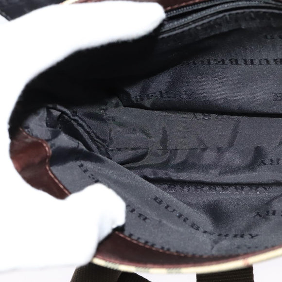 BURBERRY Nova Check Shoulder Bag Canvas Beige Silver Auth BA2710