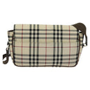 BURBERRY Nova Check Shoulder Bag Canvas Beige Silver Auth BA2710-3