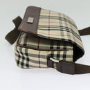 BURBERRY Nova Check Shoulder Bag Canvas Beige Silver Auth BA2710-5