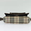 BURBERRY Nova Check Shoulder Bag Canvas Beige Silver Auth BA2710-9