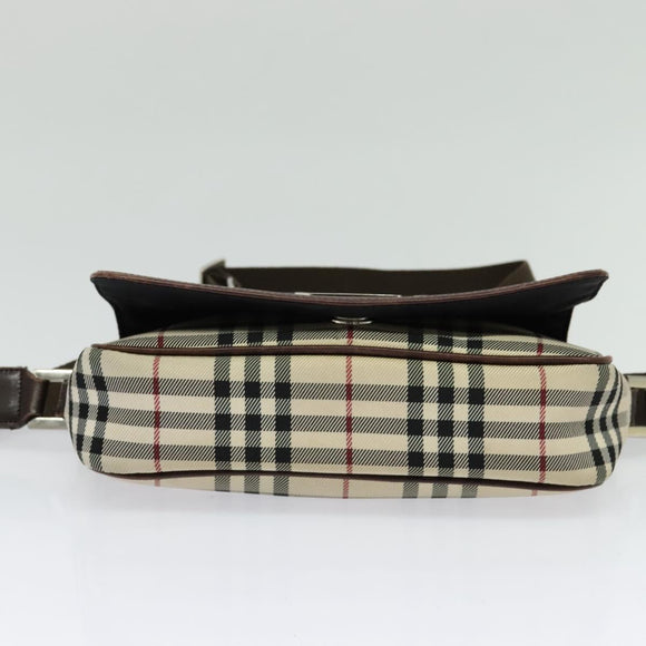 BURBERRY Nova Check Shoulder Bag Canvas Beige Silver Auth BA2710