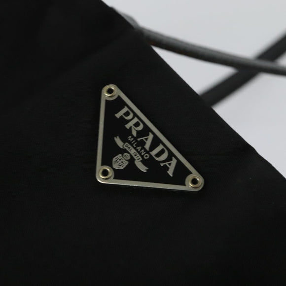 PRADA Tote Bag Nylon Black Silver Auth BA2711