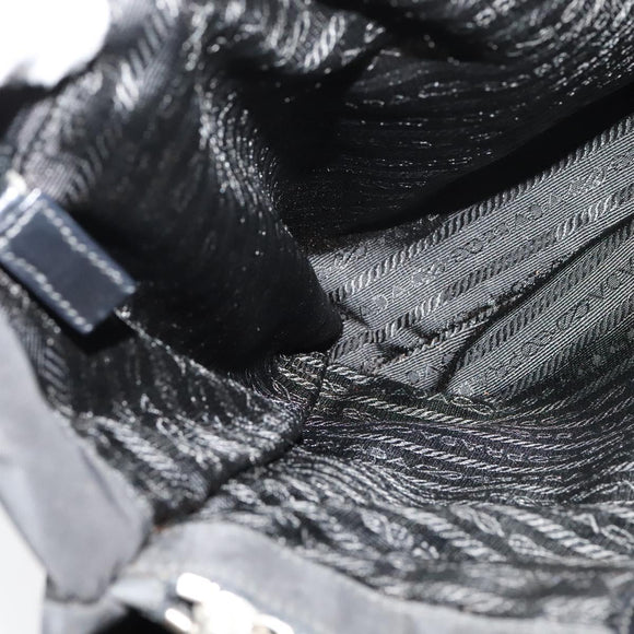 PRADA Tote Bag Nylon Black Silver Auth BA2711