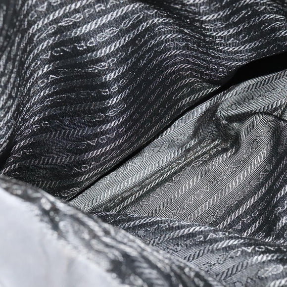 PRADA Tote Bag Nylon Black Silver Auth BA2711