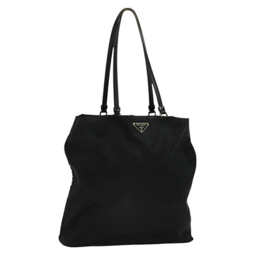 PRADA Tote Bag Nylon Black Silver Auth BA2711