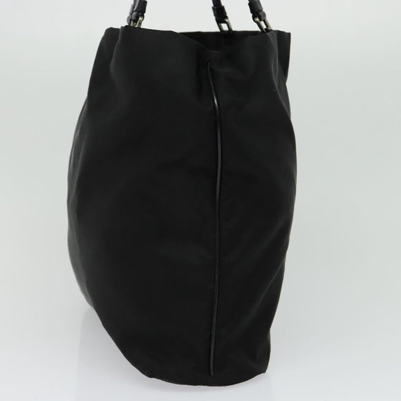 PRADA Tote Bag Nylon Black Silver Auth BA2711