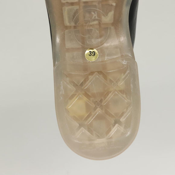 CHANEL Sneakers Lamb Skin 39 Black CC Auth BA2712