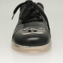 CHANEL Sneakers Lamb Skin 39 Black CC Auth BA2712-12
