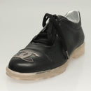 CHANEL Sneakers Lamb Skin 39 Black CC Auth BA2712-19