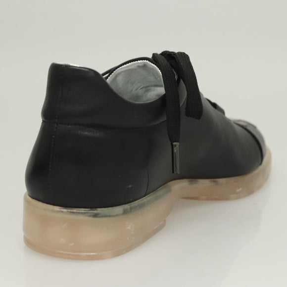 CHANEL Sneakers Lamb Skin 39 Black CC Auth BA2712