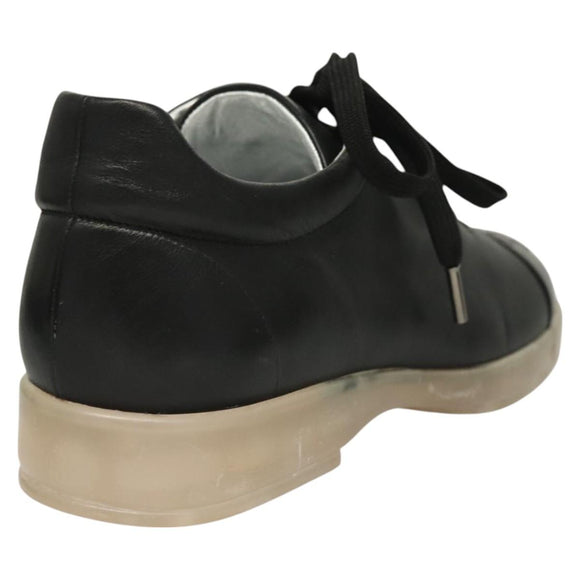 CHANEL Sneakers Lamb Skin 39 Black CC Auth BA2712