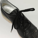 CHANEL Sneakers Lamb Skin 39 Black CC Auth BA2712-30