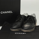 CHANEL Sneakers Lamb Skin 39 Black CC Auth BA2712-35