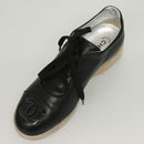 CHANEL Sneakers Lamb Skin 39 Black CC Auth BA2712-6