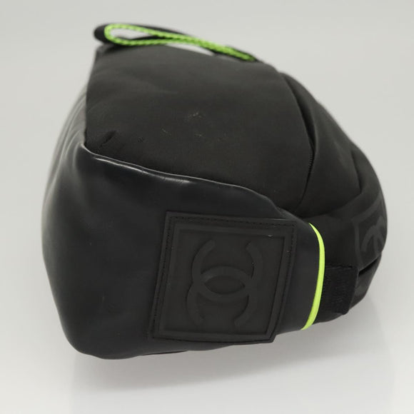 CHANEL Sports COCO Mark Pouch Nylon Black CC Auth BA2723