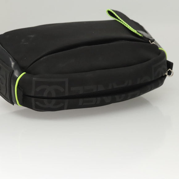 CHANEL Sports COCO Mark Pouch Nylon Black CC Auth BA2723