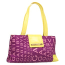 BVLGARI Logo mania Shoulder Bag Nylon Leather Purple Gold Auth BA2724-1