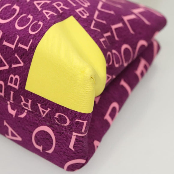 BVLGARI Logo mania Shoulder Bag Nylon Leather Purple Gold Auth BA2724