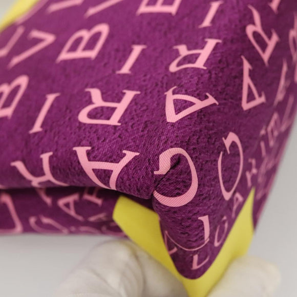 BVLGARI Logo mania Shoulder Bag Nylon Leather Purple Gold Auth BA2724