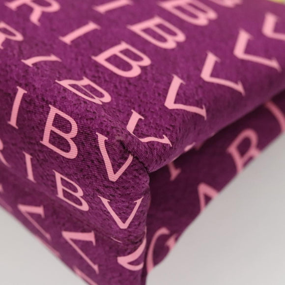 BVLGARI Logo mania Shoulder Bag Nylon Leather Purple Gold Auth BA2724