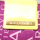 BVLGARI Logo mania Shoulder Bag Nylon Leather Purple Gold Auth BA2724-17
