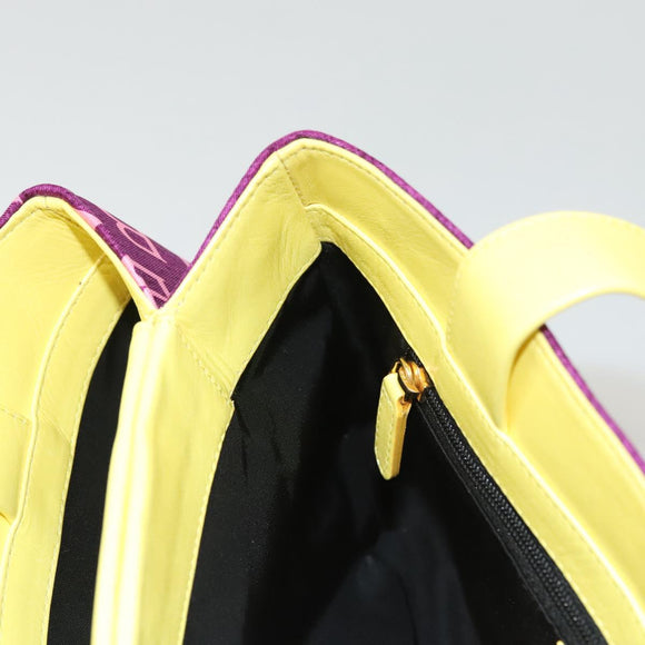 BVLGARI Logo mania Shoulder Bag Nylon Leather Purple Gold Auth BA2724