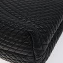 BALLY Quilted Hand Bag Leather Black Gold Auth BA2725-15