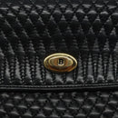 BALLY Quilted Hand Bag Leather Black Gold Auth BA2725-17