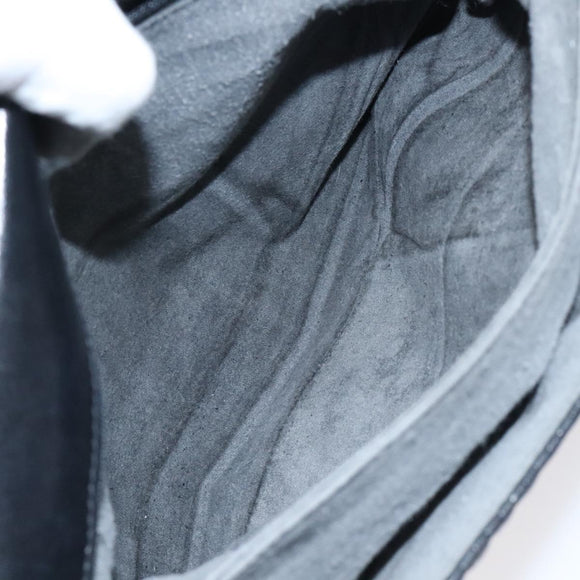 BALLY Quilted Hand Bag Leather Black Gold Auth BA2725