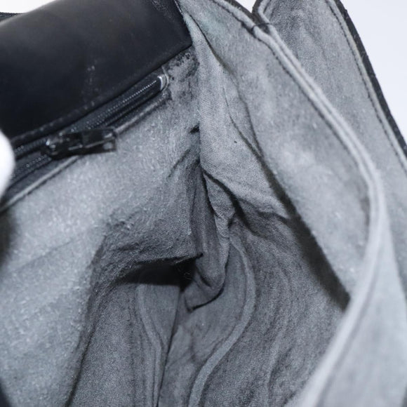 BALLY Quilted Hand Bag Leather Black Gold Auth BA2725