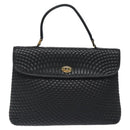 BALLY Quilted Hand Bag Leather Black Gold Auth BA2725-13