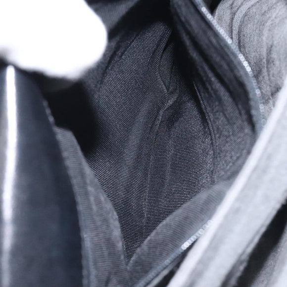 BALLY Quilted Hand Bag Leather Black Gold Auth BA2725