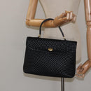 BALLY Quilted Hand Bag Leather Black Gold Auth BA2725-22