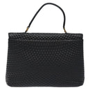 BALLY Quilted Hand Bag Leather Black Gold Auth BA2725-2